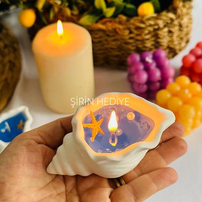  İstiridye Deniz Kabuğu İçinde Jel Mum Düğün Hediyelikleri