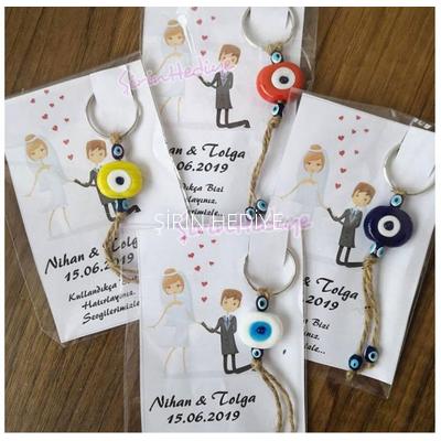 NAZAR CAM BONCUKLU ANAHTARLIK NİKAH NİŞAN HEDİYELİKLERİ