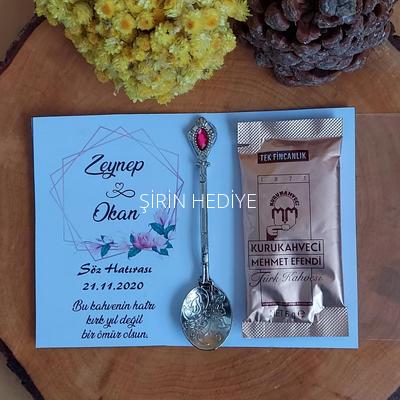  Nikah Nişan Söz Taşlı Metal Kaşık Kahve Hediyelikleri