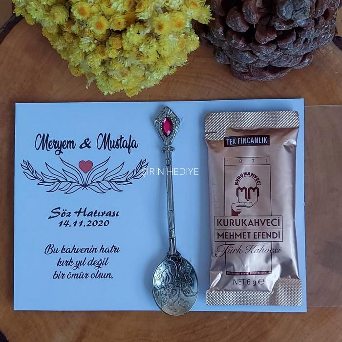  Nikah Nişan Söz Taşlı Metal Kaşık Kahve Hediyelikleri