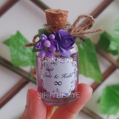 25cc Şişede Mor Çiçekli Kolonya Hediyelikleri