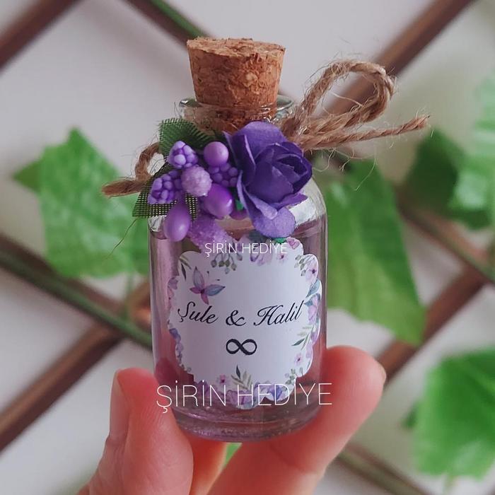25cc Şişede Mor Çiçekli Kolonya Hediyelikleri