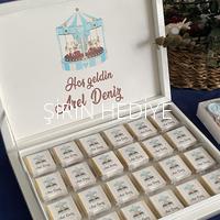 50 adet Mavi Atlı Karınca Temalı İsme Özel Kutulu Çikolata