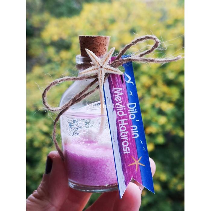 50cc Şişede Özel Günlerinize Jel Mum Hediyelikleri- Pembe Renk