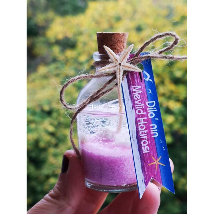 50cc Şişede Özel Günlerinize Jel Mum Hediyelikleri- Pembe Renk