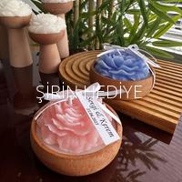 Ahşap Kase İçinde Gül Mum Hediyelikleri