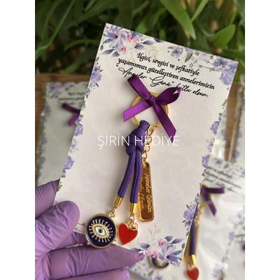 Anneler Günü Özel Mor İp Renk Charm Anahtarlık