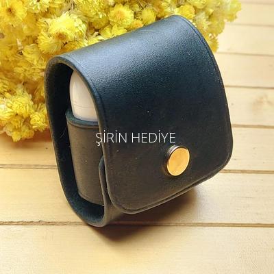 Apple Airpods Kulaklık Hakiki Deri Siyah Kılıf El İşçiliği Leather