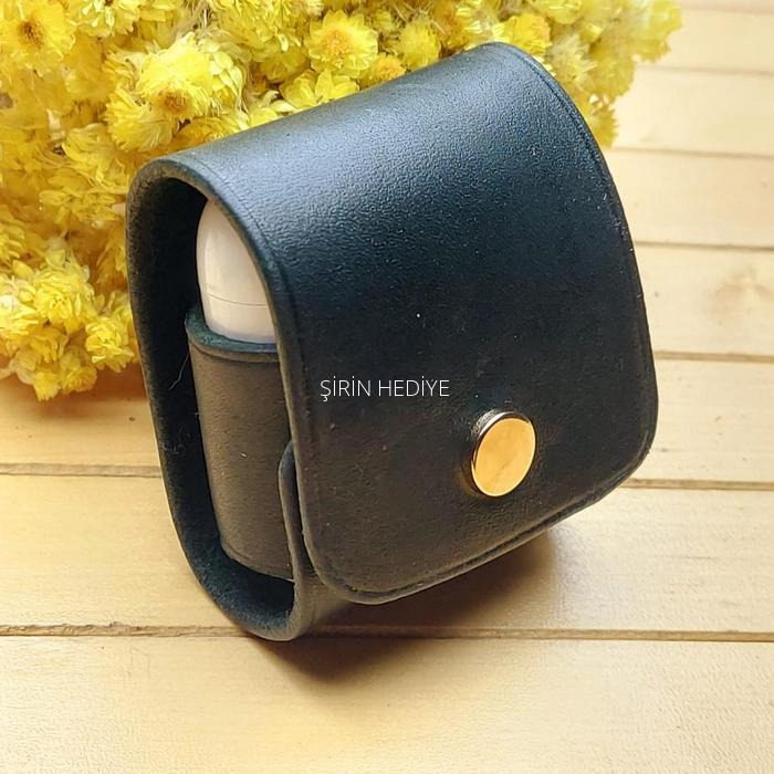 Apple Airpods Kulaklık Hakiki Deri Siyah Kılıf El İşçiliği Leather