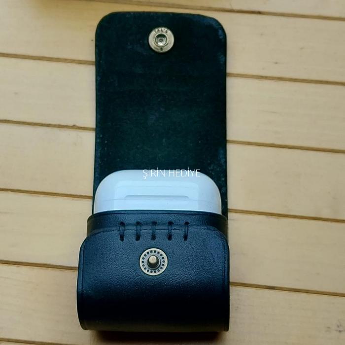 Apple Airpods Kulaklık Hakiki Deri Siyah Kılıf El İşçiliği Leather