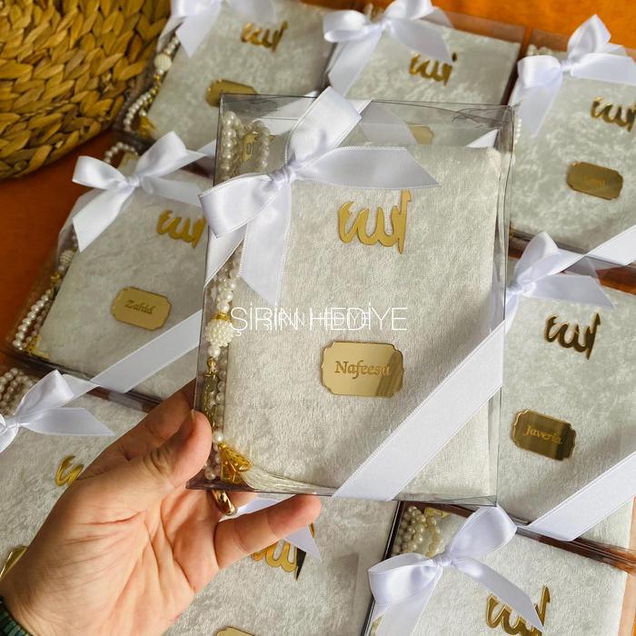 Asetat Kutuda Kişiye Özel Kadife Yasin Kitabı Tesbih Seti Hediyelikleri