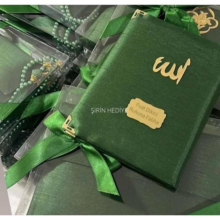 Asetat Kutuda Kişiye Özel Kadife Yasin Kitabı Tesbih Seti Hediyelikleri