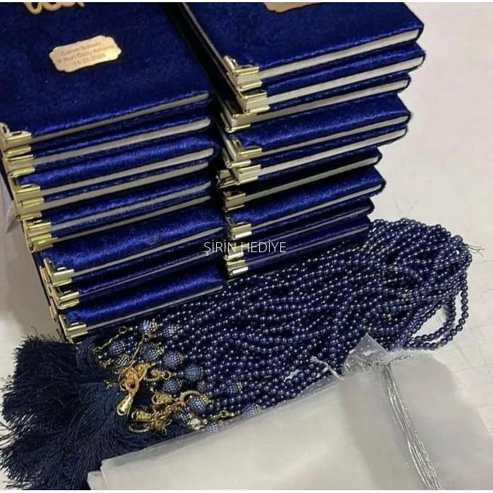 Asetat Kutuda Kişiye Özel Kadife Yasin Kitabı Tesbih Seti Hediyelikleri