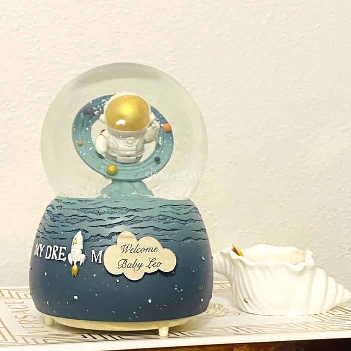 Kişiye Özel Astronot Kar Küresi Müzikli Otomatik Işıklı Büyük Boy