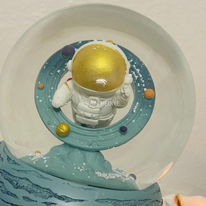 Kişiye Özel Astronot Kar Küresi Müzikli Otomatik Işıklı Büyük Boy