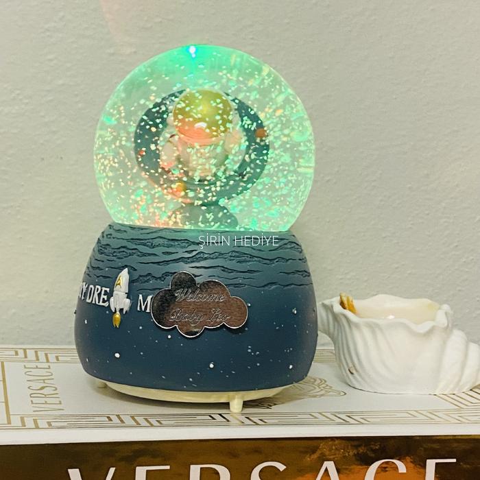 Kişiye Özel Astronot Kar Küresi Müzikli Otomatik Işıklı Büyük Boy