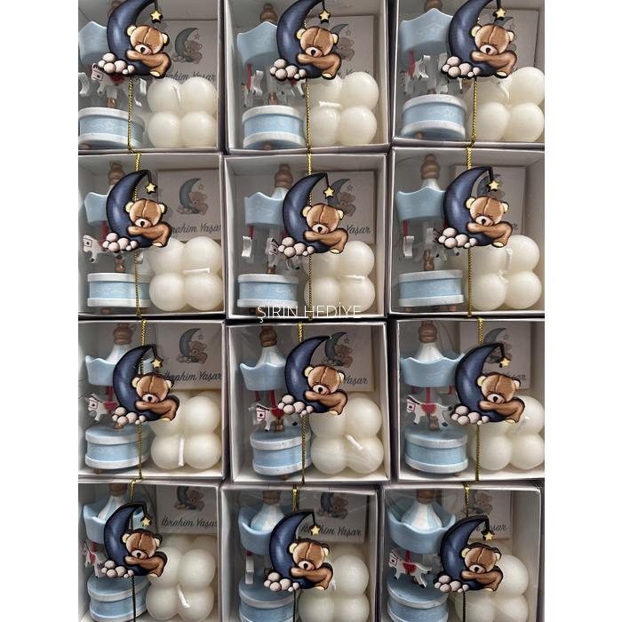 Ayıcık Ahşap Figürlü Çikolata Mum Atlı Karınca Set Hediye Kutusu