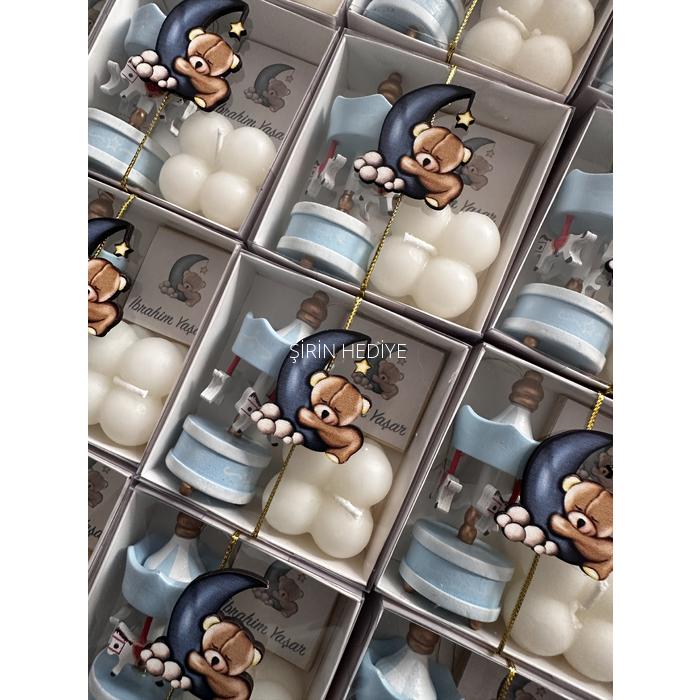 Ayıcık Ahşap Figürlü Çikolata Mum Atlı Karınca Set Hediye Kutusu