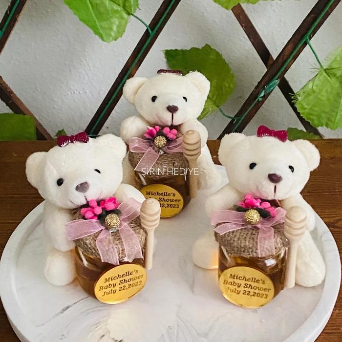 Bal Kavanozu - Ayıcıklı Erkek Kız Bebek Bal Hediyelikleri