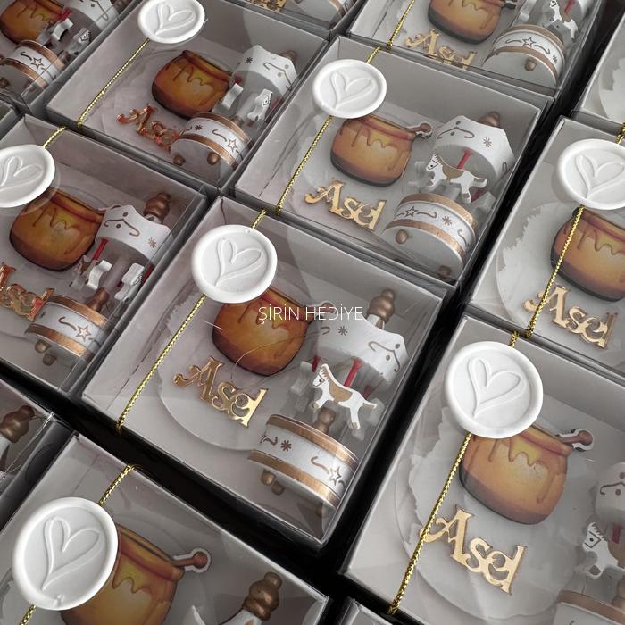 Bal Kavanozu Ahşap Figürlü Magnet Pleksi Ahşap Atlı Karınca Hediyelik