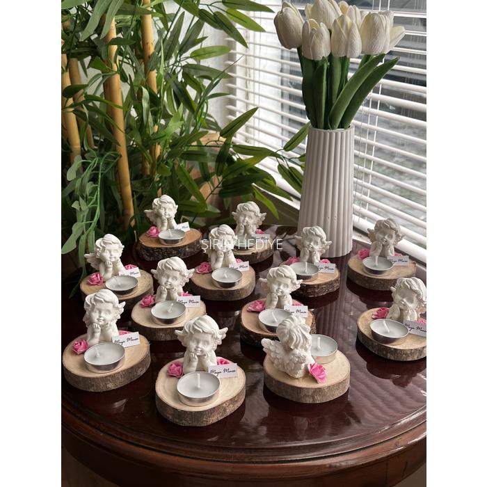 Beyaz Melek Biblo Mum Hediyelik