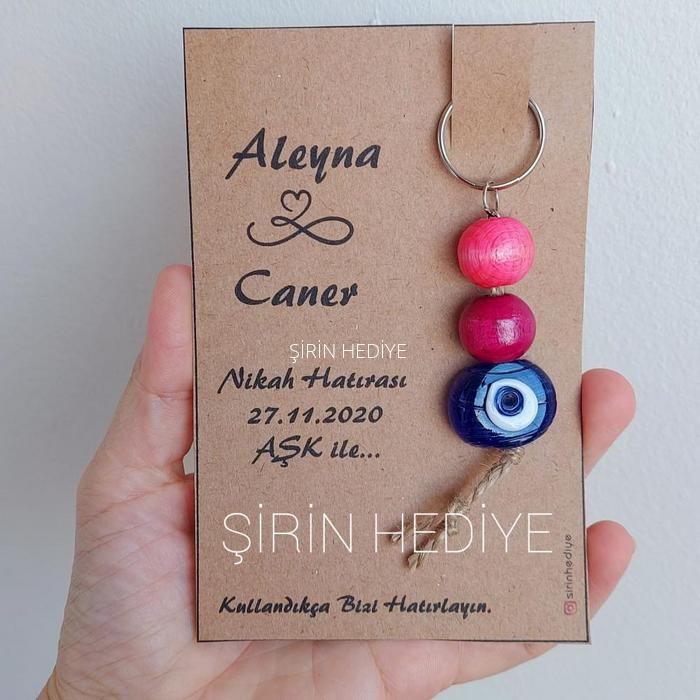 Cam Nazar Ve Ahşap Boncuklu Nikah Nişan Söz Hediyelikleri