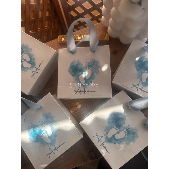 Çantalı Mavi Ahşap Atlı Karınca Mum Çikolata Seti