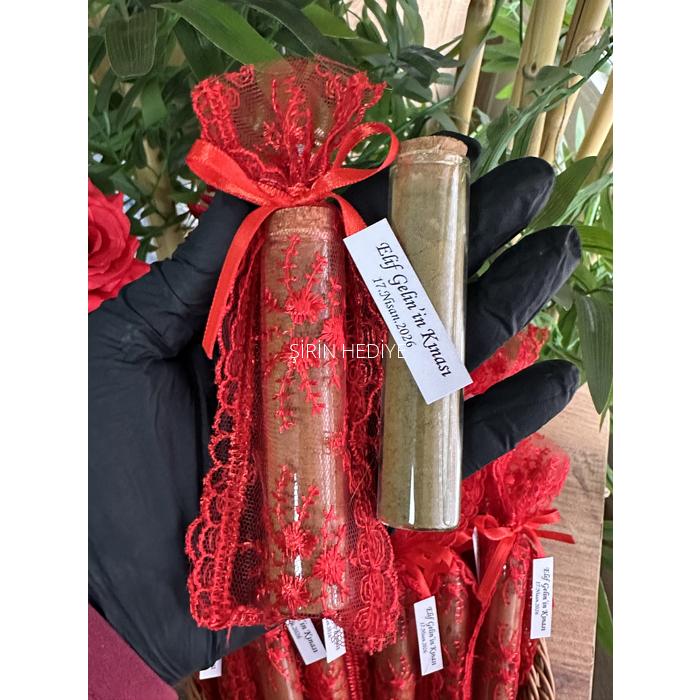 Dantel Kese İçinde Cam Tüp Şişede Kına Hediyelikleri