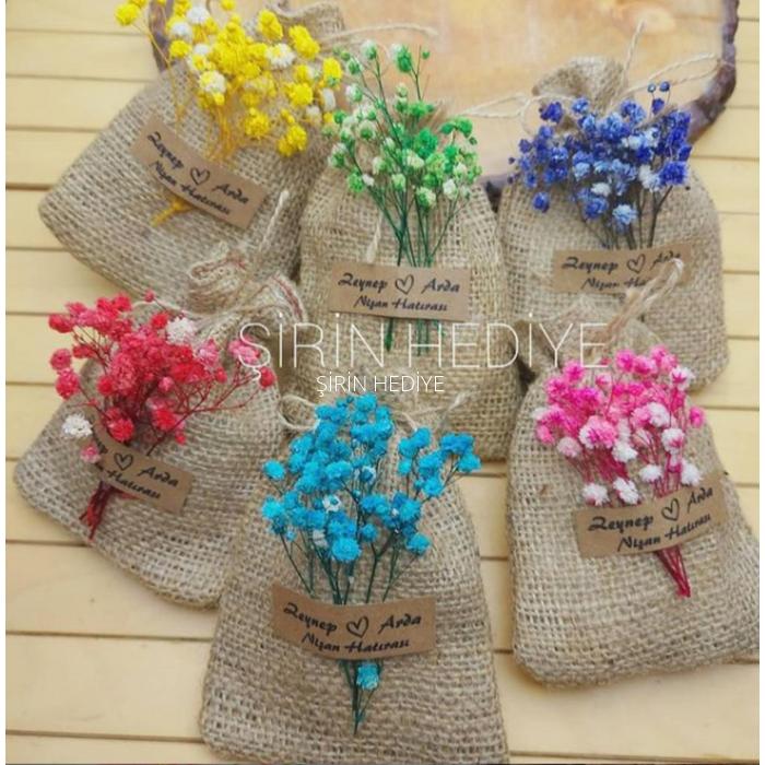 Doğal Çiçekli Jüt Kesede Lavantalı Mıknatıslı Kese