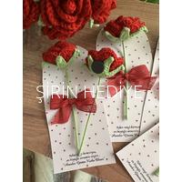 El Örgüsü Magnet Kırmızı Gül Hediyelik