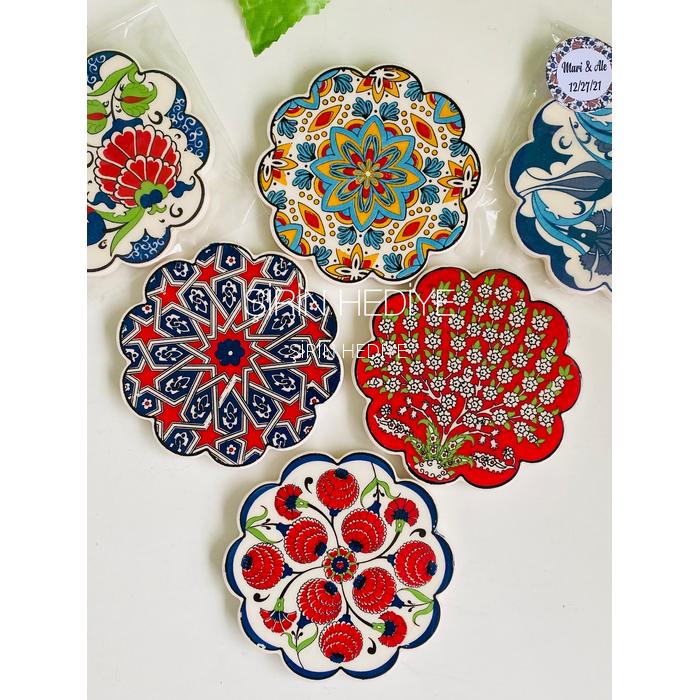 El Yapımı Çini Porselen Bardak Altlığı 