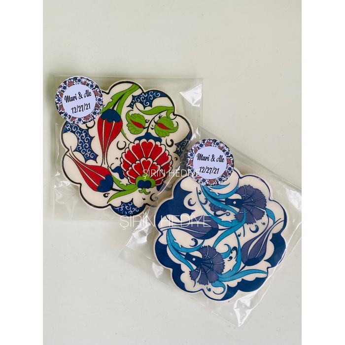 El Yapımı Çini Porselen Bardak Altlığı 