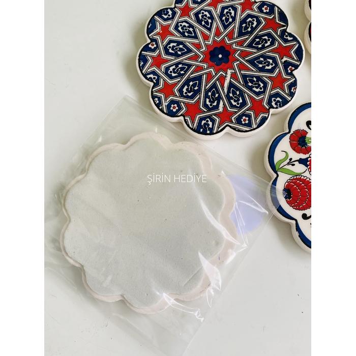 El Yapımı Çini Porselen Bardak Altlığı 