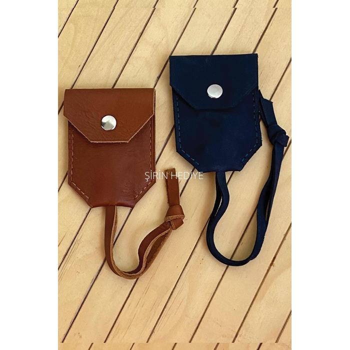 El Yapımı Hakiki Deri Anahtarlık-Kahverengi