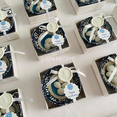 El Yapımı Nazar Temalı  Kase Düğün Hediyelikleri 8cm