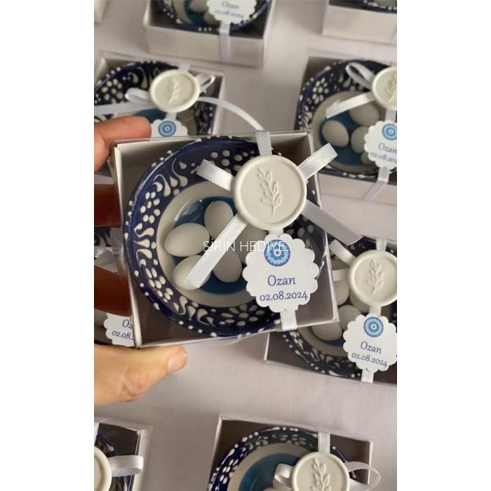 El Yapımı Nazar Temalı  Kase Düğün Hediyelikleri 8cm