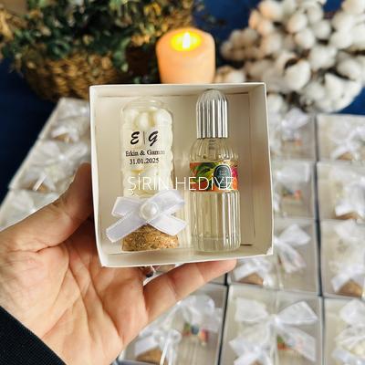 Fanus Şişede Kalp Şeker ve Kolonya Hediyesi 