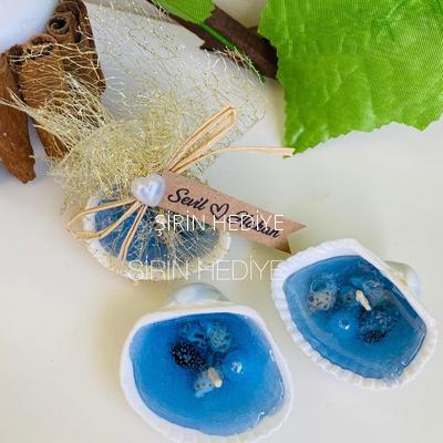 Gerçek Deniz Kabuğu İçinde Jel Mum Hediyelik