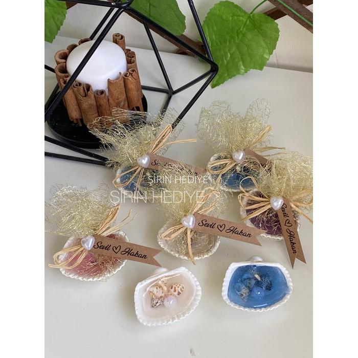 Gerçek Deniz Kabuğu İçinde Jel Mum Hediyelik