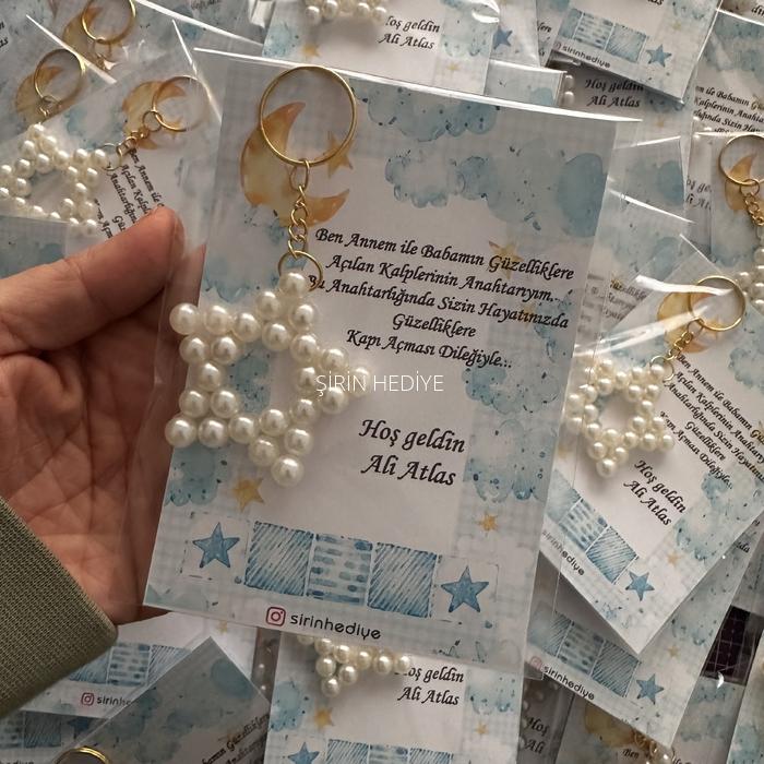 İnci Yıldız Anahtarlık Kartlı Bebek Hediyesi