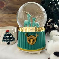 İsme Özel Geyik Işıklı Müzikli Püskürtmeli Kar Küresi Büyük Boy