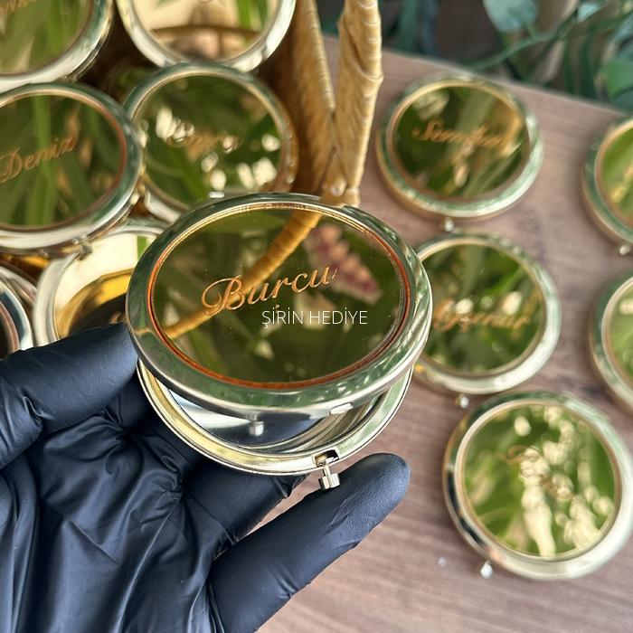 İsme Özel Kutulu Gold El Aynası Hediyelik