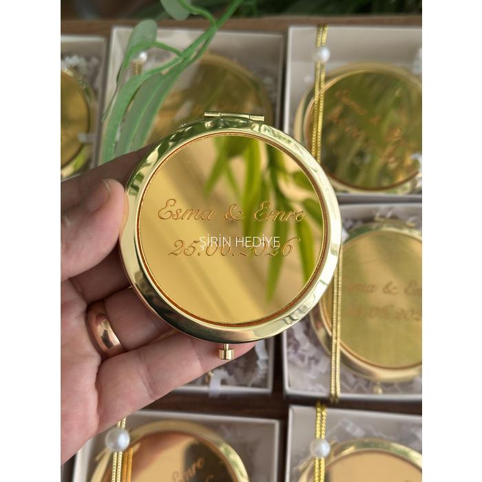 İsme Özel Kutulu Gold El Aynası Hediyelik