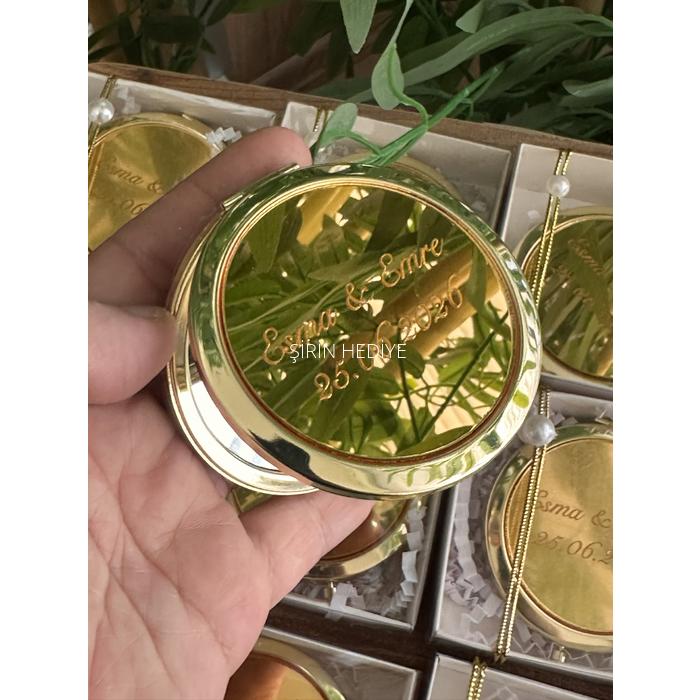 İsme Özel Kutulu Gold El Aynası Hediyelik