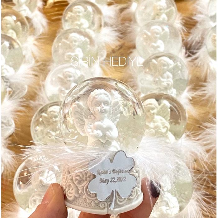 İsme Özel Kutulu Mini Melek Kar küresi Doğum Günü Hediyelikleri