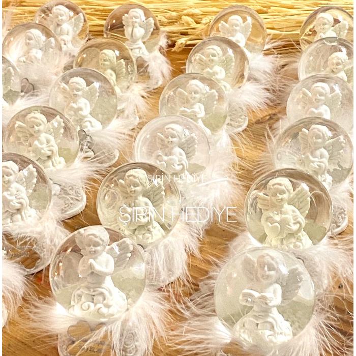 İsme Özel Kutulu Mini Melek Kar küresi Doğum Günü Hediyelikleri