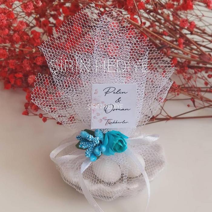 İstiridye Kabuklu Badem Şekerli Nikah Nişan Söz Hediyelik