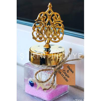 KARE ŞİŞEDE DENİZ YILDIZLI KUBBELİ JEL MUM HEDİYELİK 