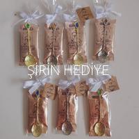 Kahve Taşlı Metal Kaşık  Nikah Nişan Söz Sunum Hediyelik