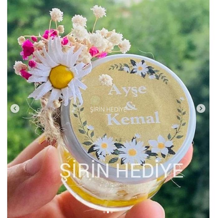 Kavanozda Papatya Ve Doğal Çiçekli Nikah Nişan Söz Hediyelikleri